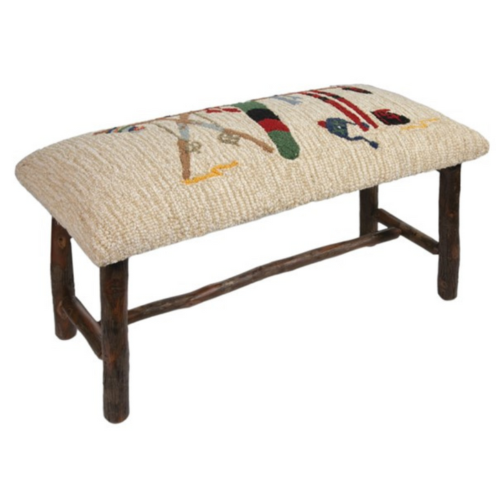 CHANDLER 4 CORNERS HICKORY BENCH SKI RACK MOTIF