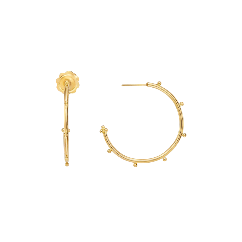 TEMPLE ST CLAIR 18K YELLOW GOLD GRANULE HOOP EARRING