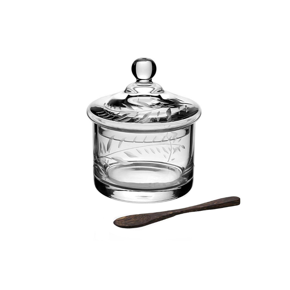 WILLIAM YEOWARD JASMINE COVERED HONEY JAR WITH SPOON