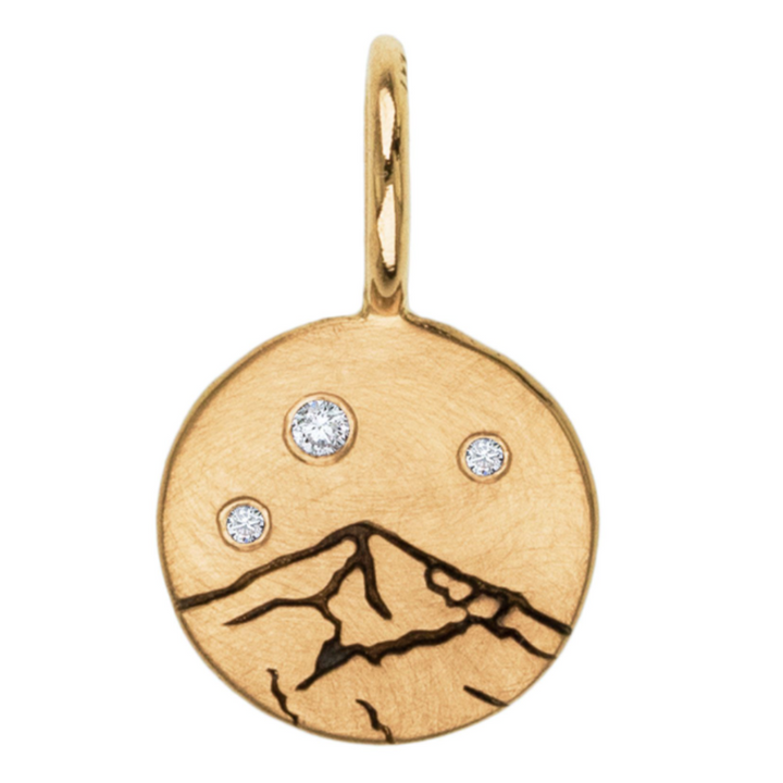 HEATHER B. MOORE Lone Peak Mountail Gold Mini Round With Diamonds