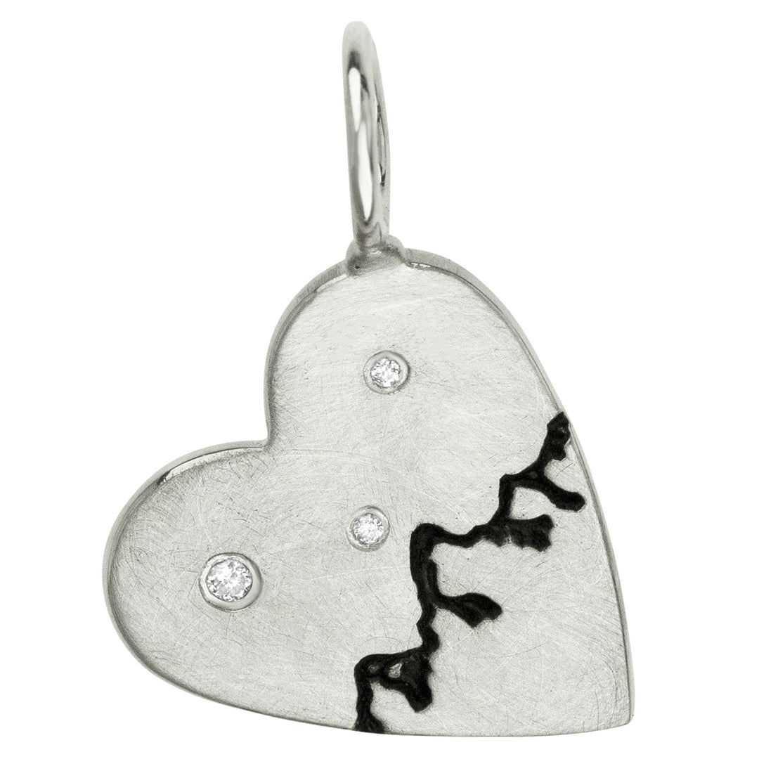 HEATHER B. MOORE Tetons Mini Heart Silver With Diamonds