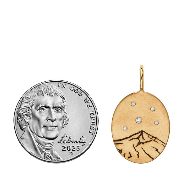 HEATHER B. MOORE Lone Peak Mountain Medium Oval Gold With Raised Gold Star And Diamonds