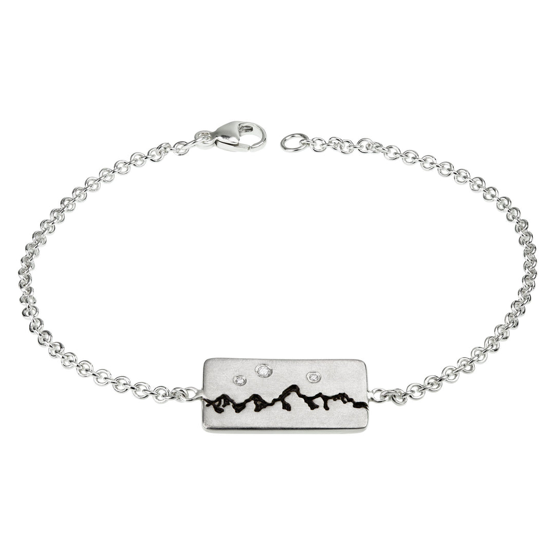HEATHER B. MOORE Tetons Sterling Silver Mini Mountain Range Id Bracelet With Diamonds