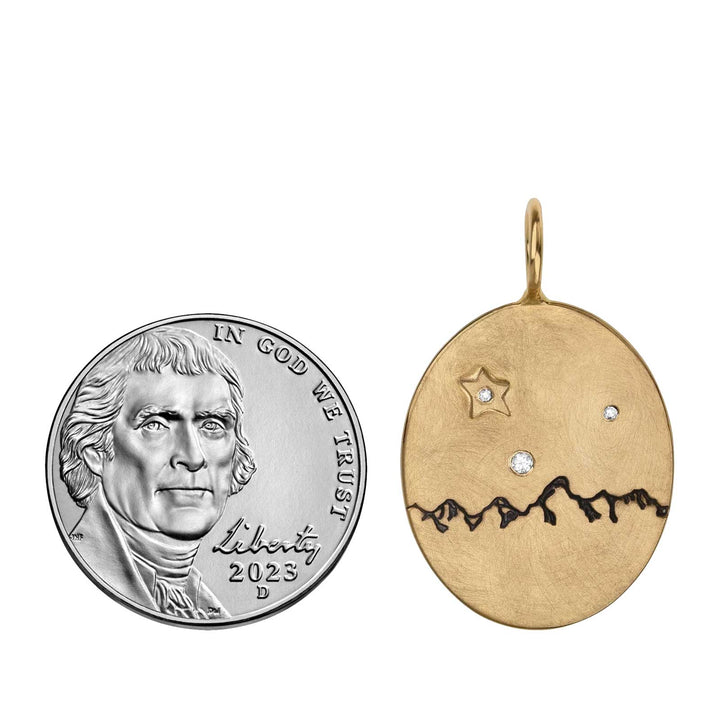 HEATHER B. MOORE Tetons Large Oval Gold With Raise Gold Star And Diamonds