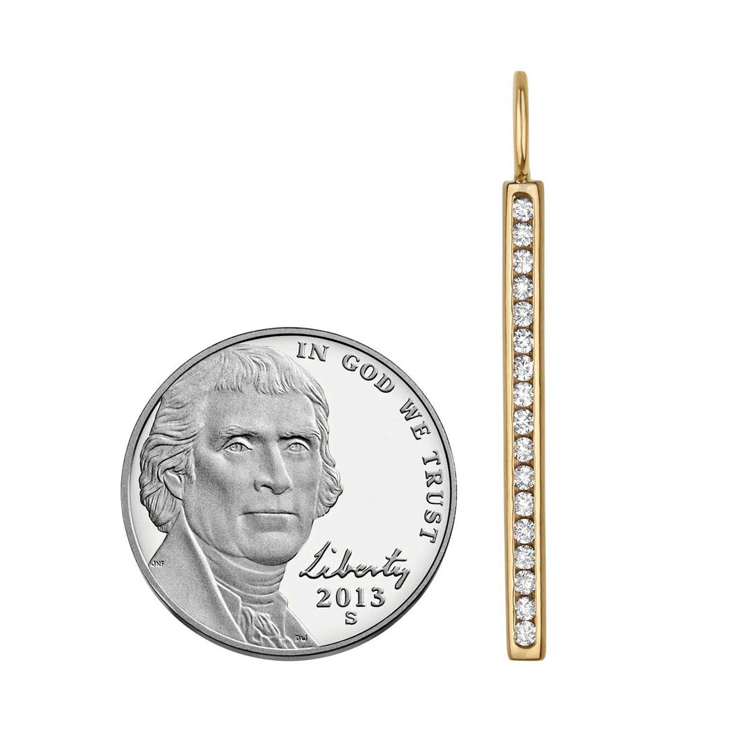 HEATHER B. MOORE Large Channel Set Diamond Gold Bar Charm