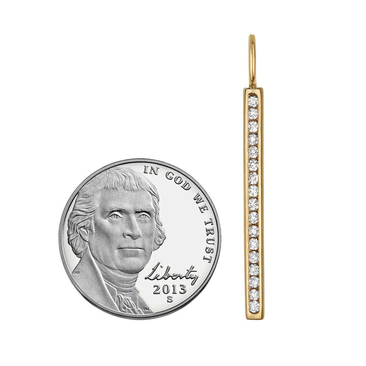 HEATHER B. MOORE Large Channel Set Diamond Gold Bar Charm