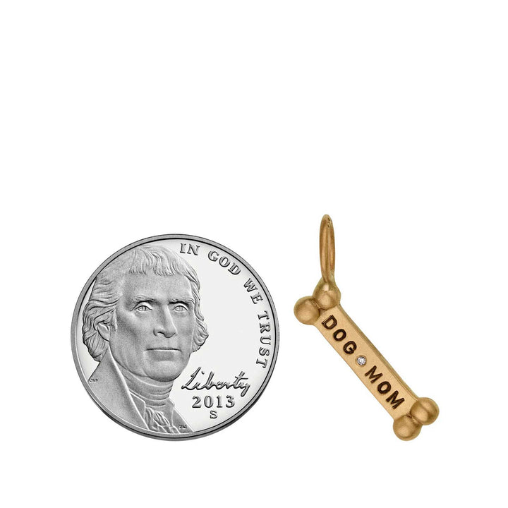 HEATHER B. MOORE Yellow Gold Dog And Mom Dog Bone Charm With Diamond