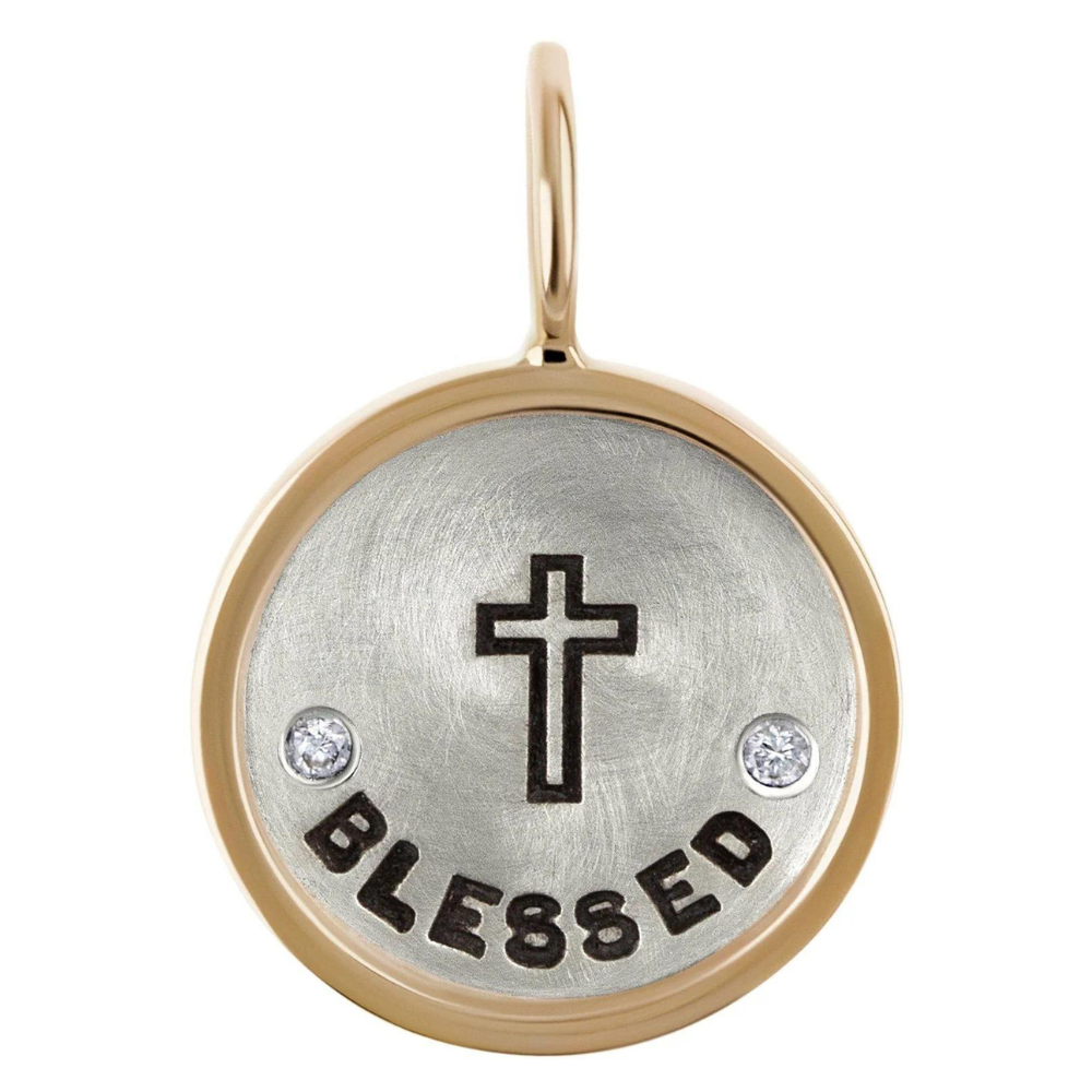 HEATHER B. MOORE Blessed Cross Silver And Gold Round Charm