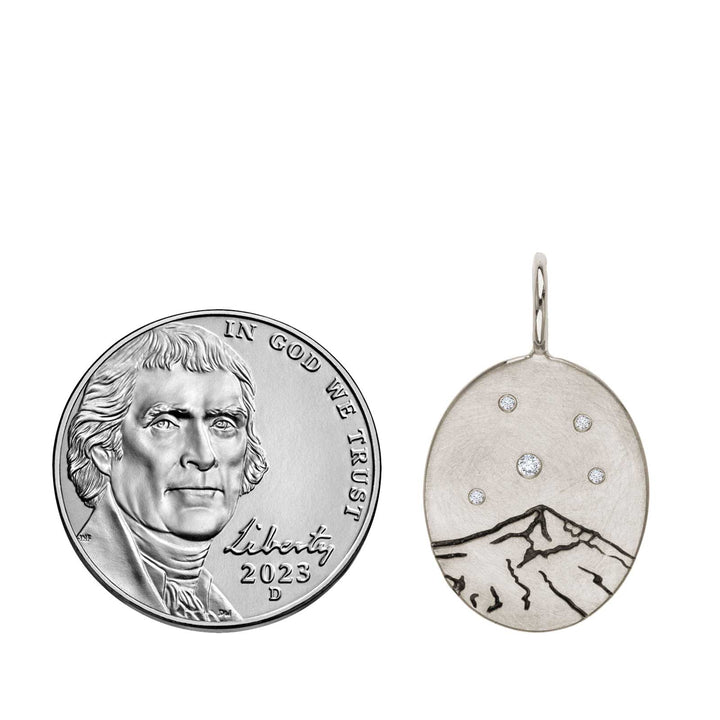HEATHER B. MOORE Lone Peak Mountail Medium Oval Silver With Diamonds Charm