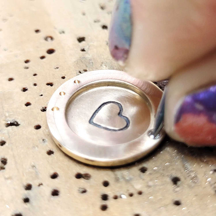 HEATHER B. MOORE Heart Center Yellow Gold Wide Frame Charm With Diamonds