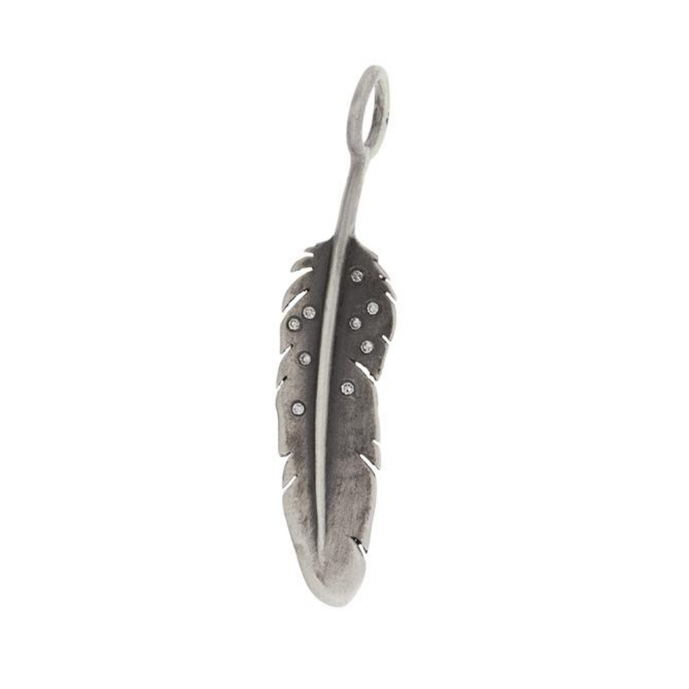 HEATHER B. MOORE Sterling Silver Patina Feater Charm