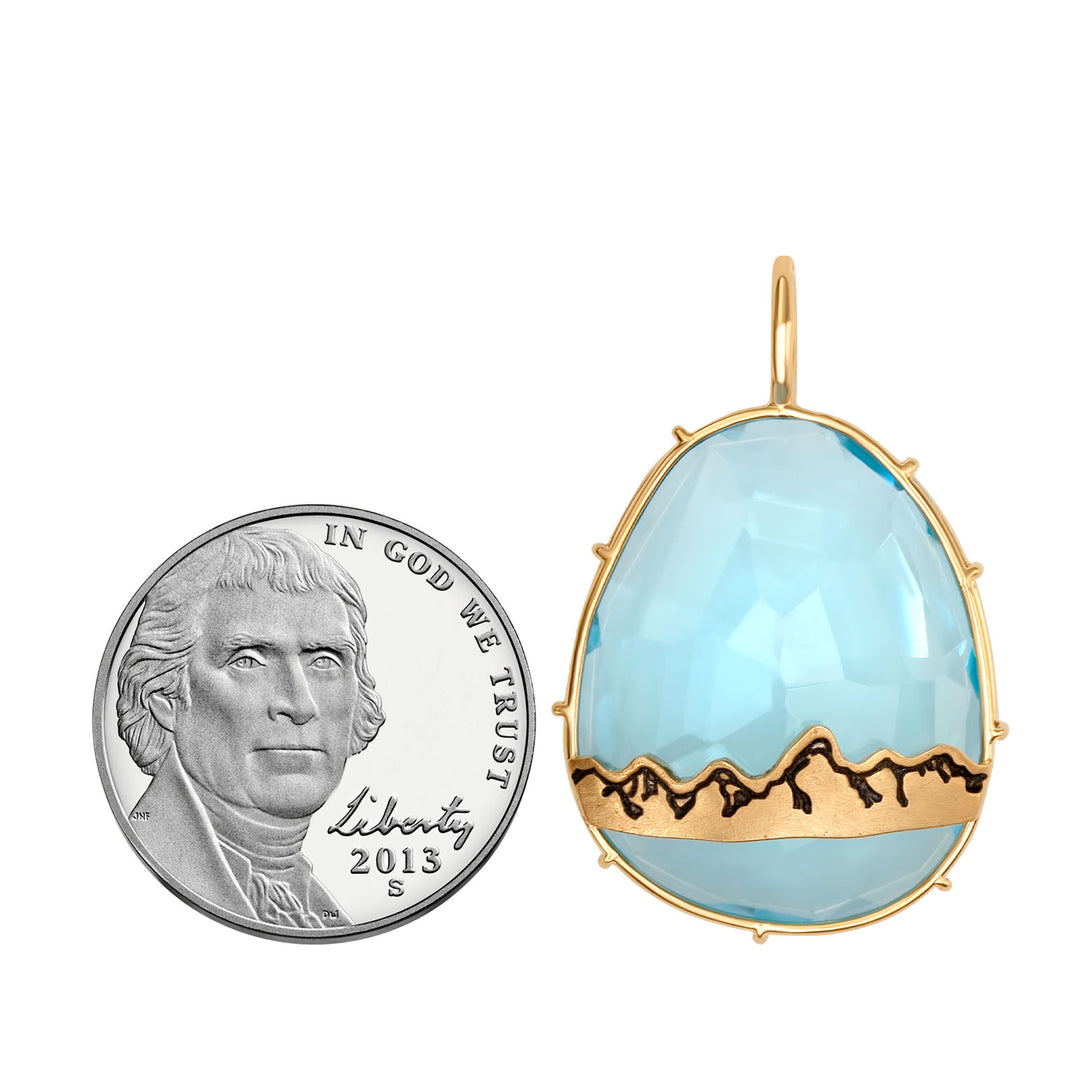 HEATHER B. MOORE Tetons In Blue Topaz With Yellow Gold Mountain Range