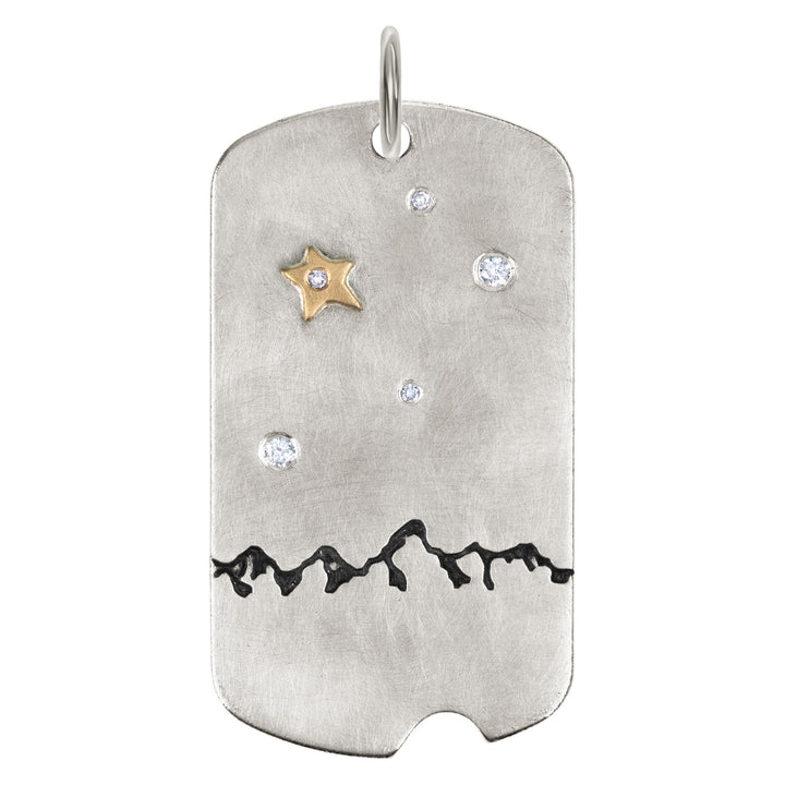 HEATHER B. MOORE Tetons Large Dog Tag With Raised Gold Star And Diamonds
