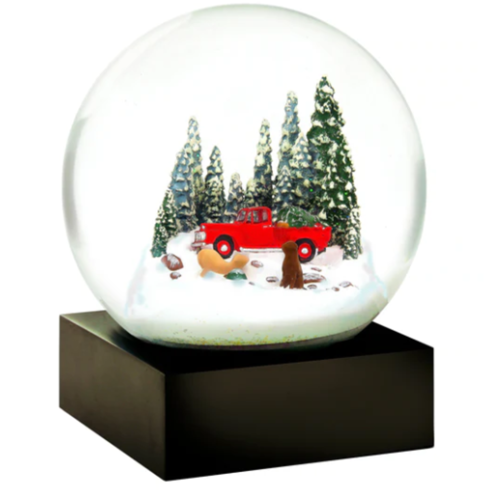 COOLSNOWGLOBES SNOW GLOBE WITH RED TRUCK &amp; DOGS