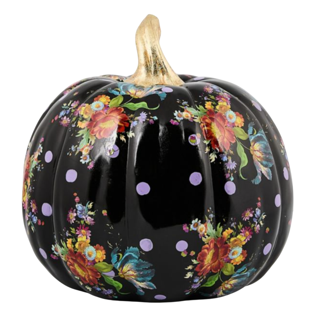 MACKENZIE CHILDS Black Flower Market Medium Pumpkin