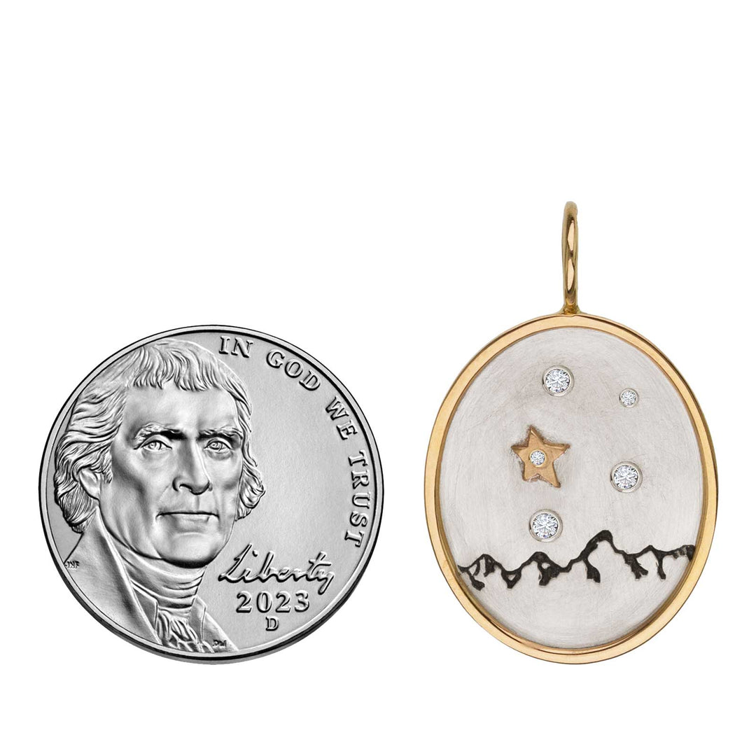 HEATHER B. MOORE Tetons Medium Oval Framed Silver With Diamonds