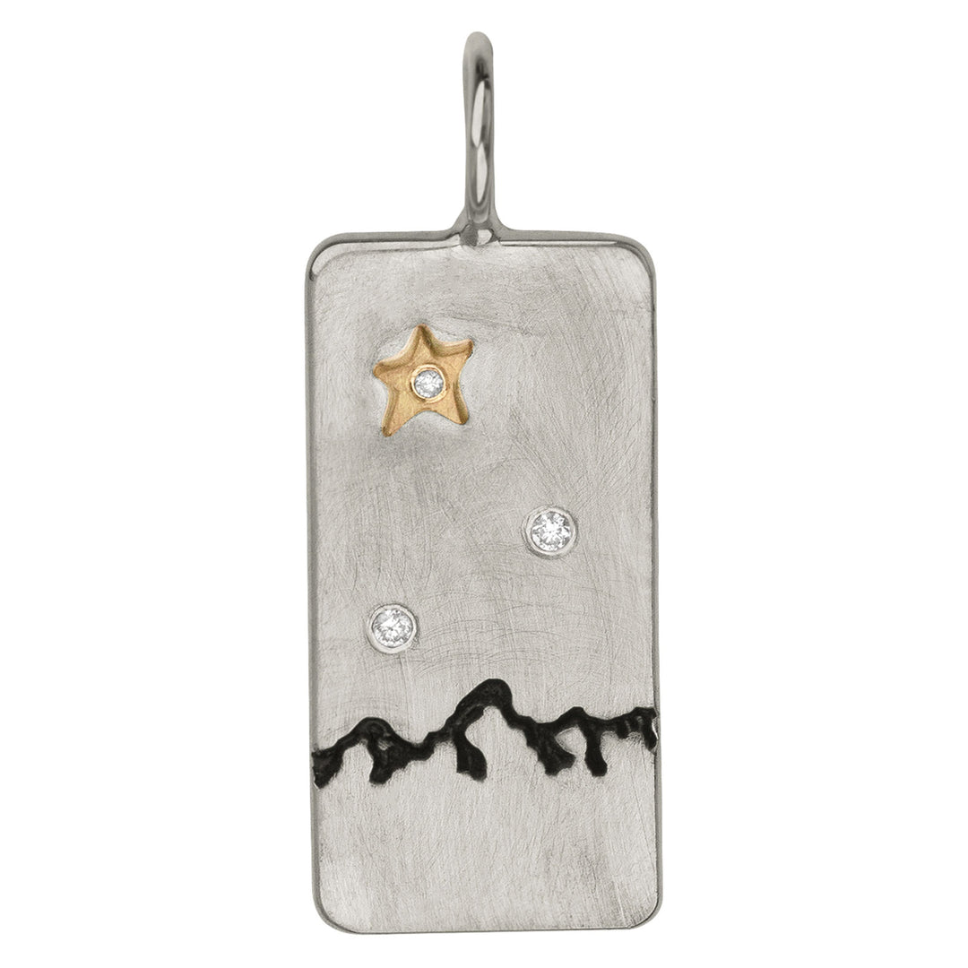 HEATHER B. MOORE Tetons Silver ID Tag With Raised Gold Star And Diamonds