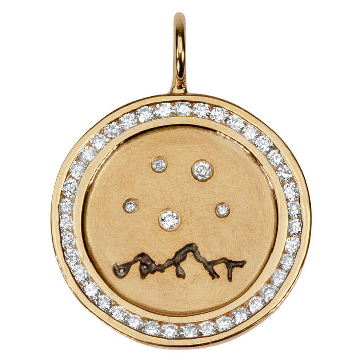 HEATHER B. MOORE Tetons Round Diamond Framed GoldTetons With Diamonds