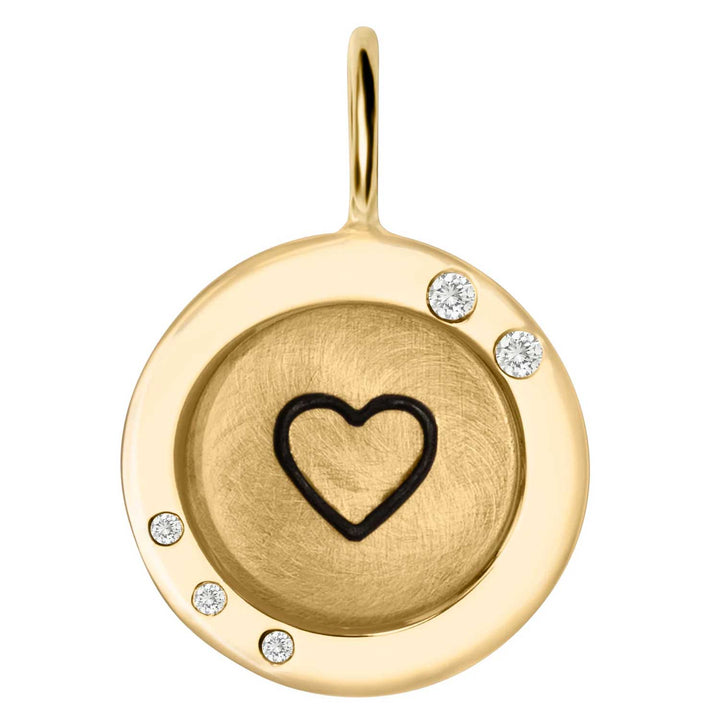 HEATHER B. MOORE Heart Center Yellow Gold Wide Frame Charm With Diamonds