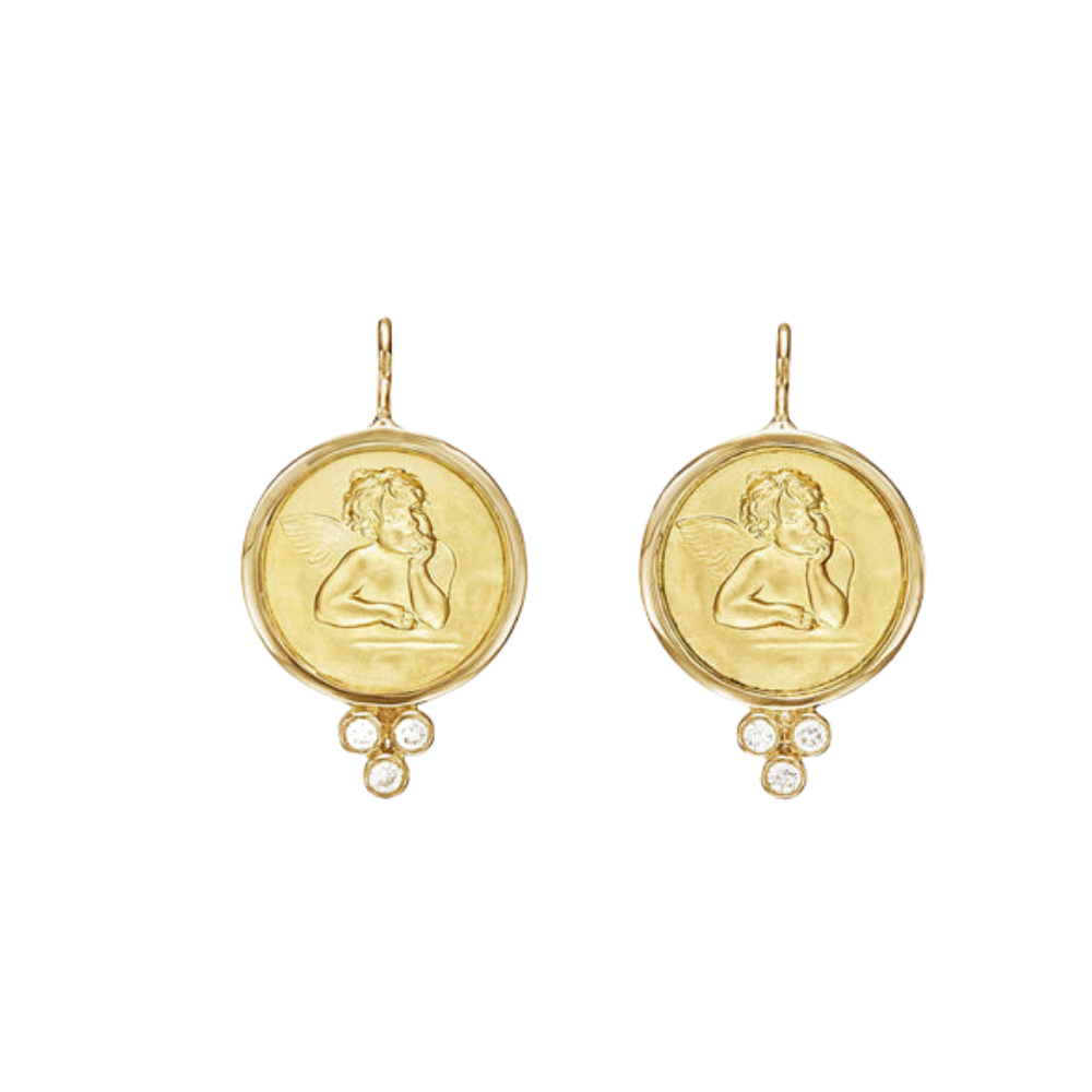 TEMPLE ST CLAIR 18K Yellow Gold Angel Earring With Diamonds