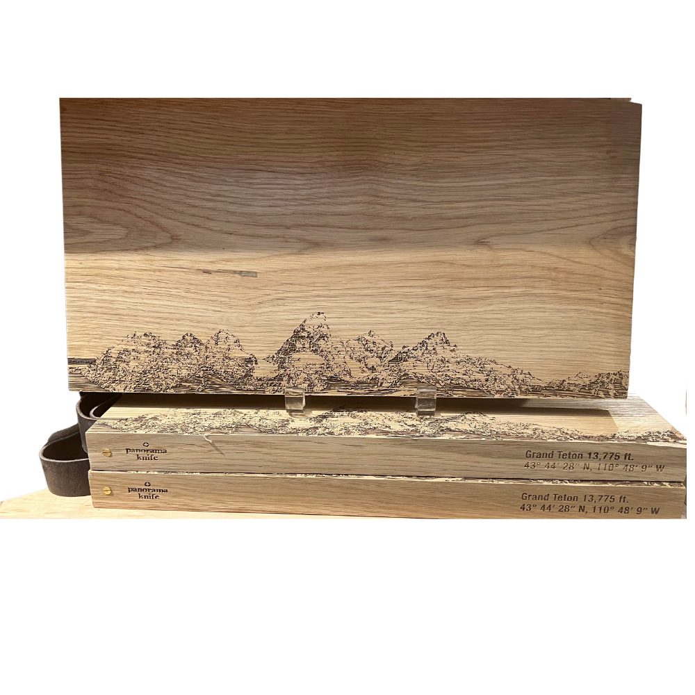 PANORAMA KNIFE GRAND TETON RUSTIC CHOPPING BOARD XL