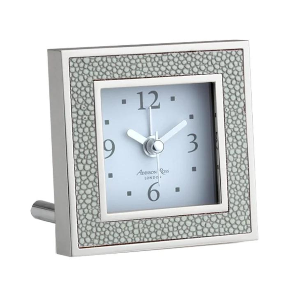 ADDISON ROSS Grey Shagreen Square Alarm Clock Default Title
