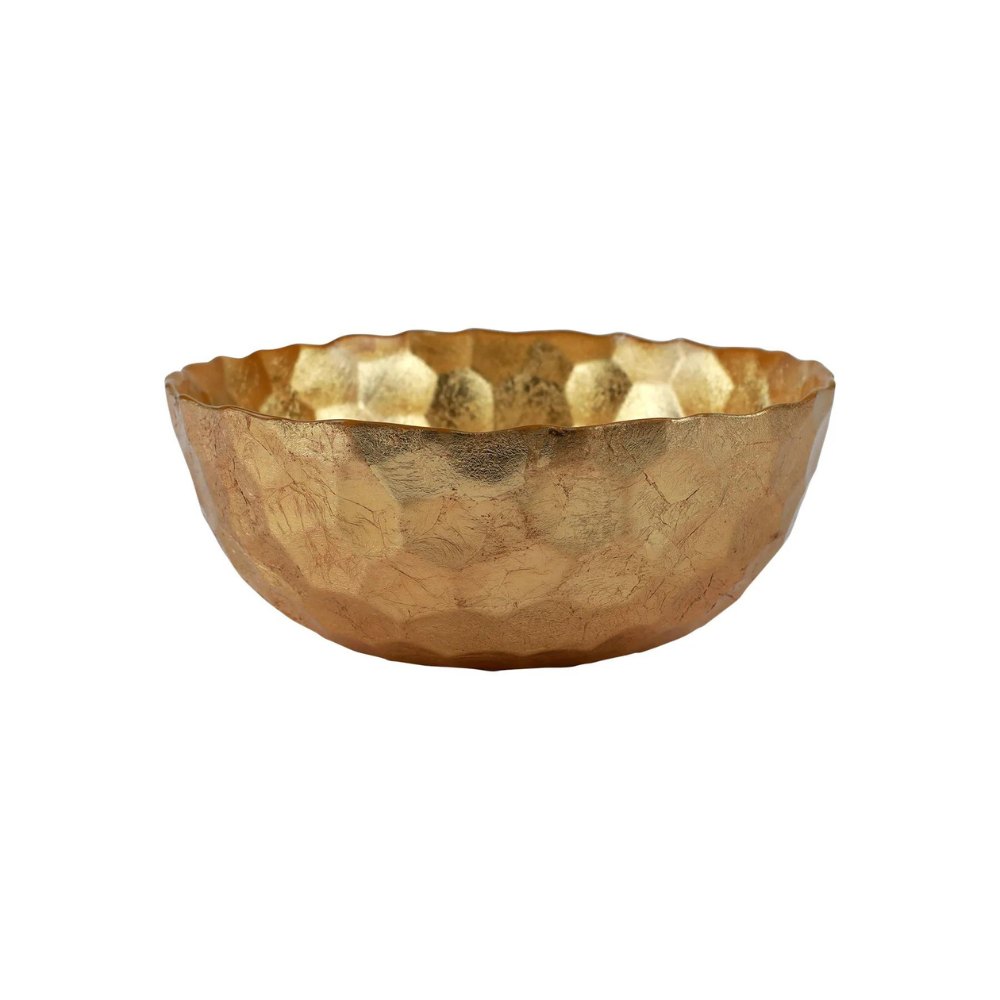 VIETRI Rufolo Medium Glass Honeycomb Gold Bowl