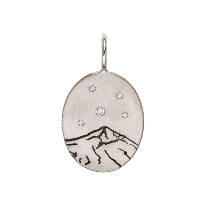 HEATHER B. MOORE Lone Peak Mountail Medium Oval Silver With Diamonds Charm