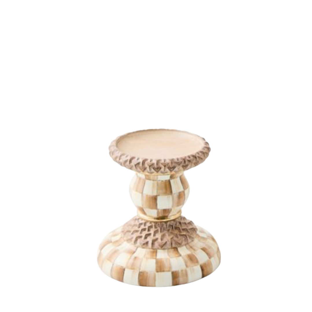 MACKENZIE CHILDS Mocha Pillar Small Candleholder