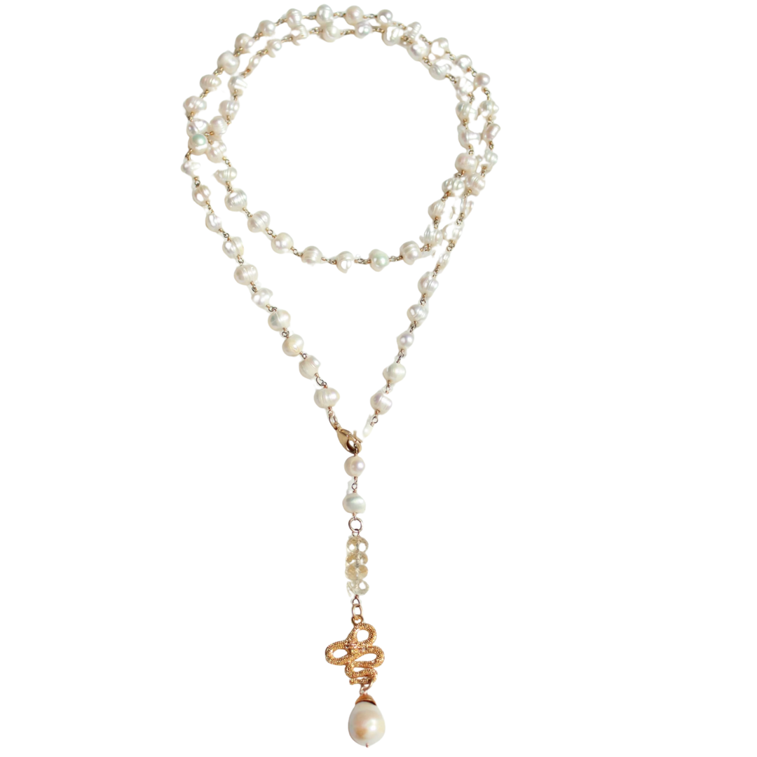 BITTERSWEET DESIGNS Linked Lariat Pearl Necklace Default Title