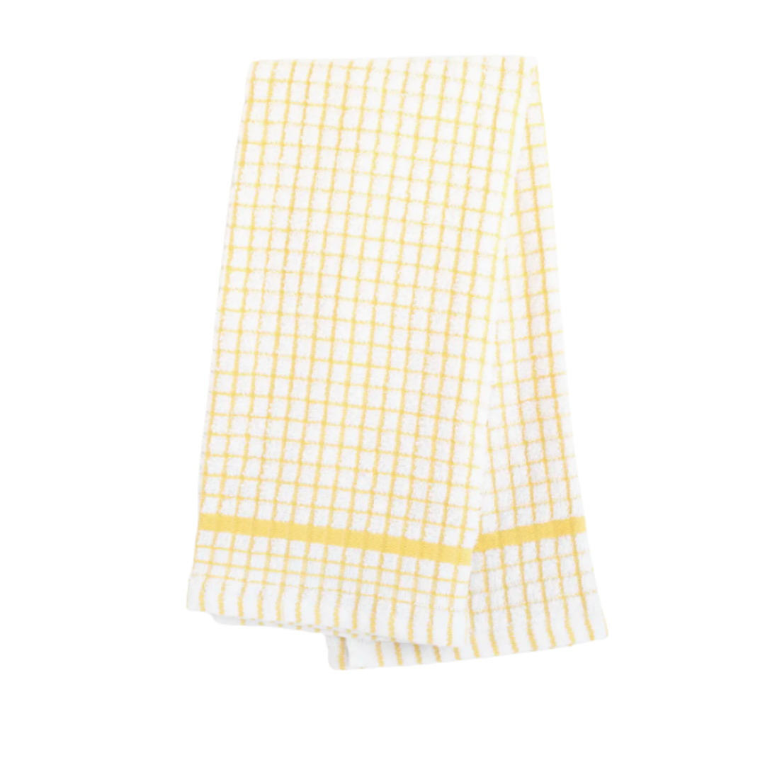 KAF HOME Grid Design Terry Yellow And White Dish Towel Default Title