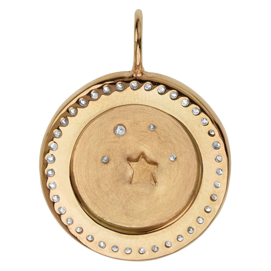 HEATHER B. MOORE Tetons Round Diamond Framed GoldTetons With Diamonds