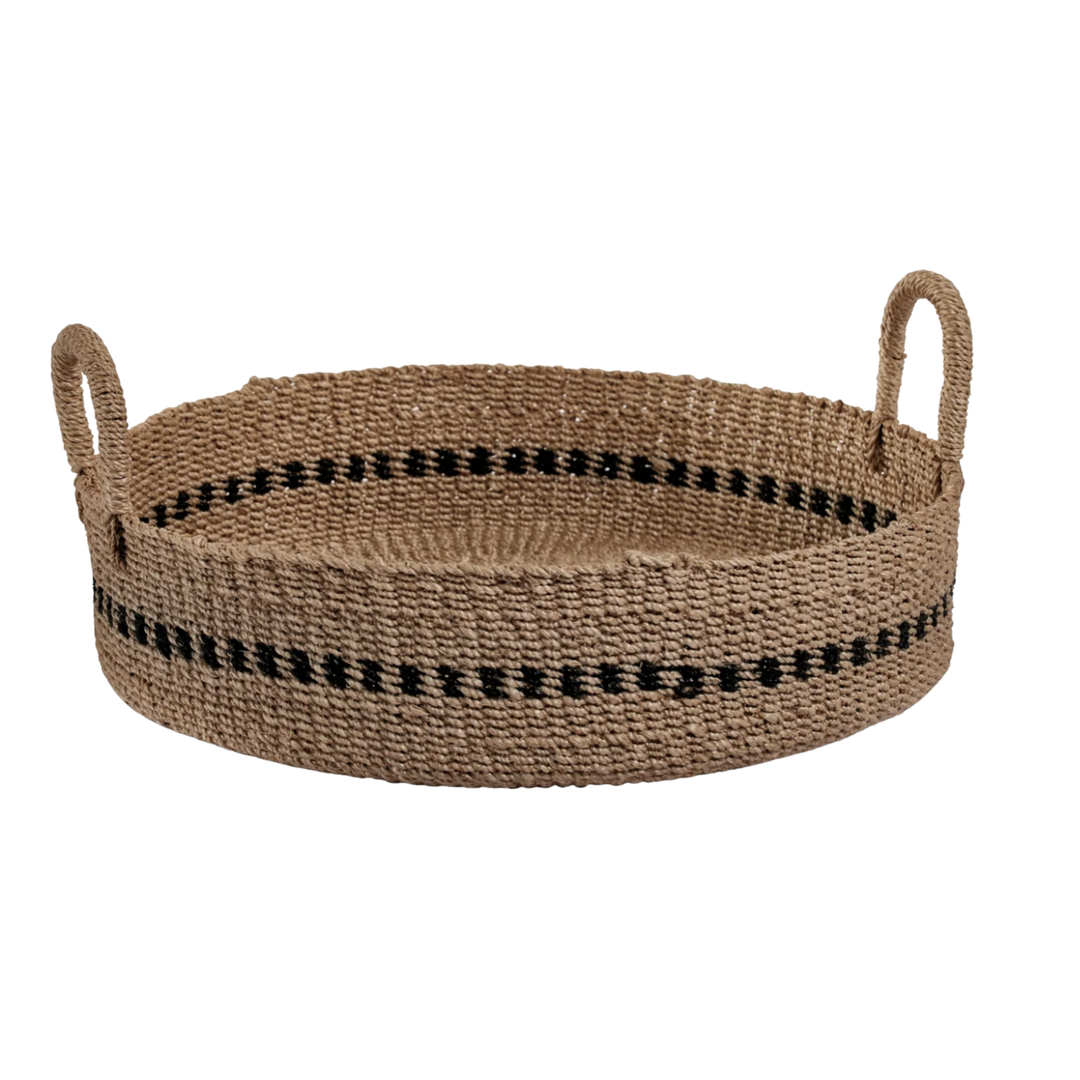 ZODAX Abaca Large Serving Tray Style Basket With Black Accent Default Title