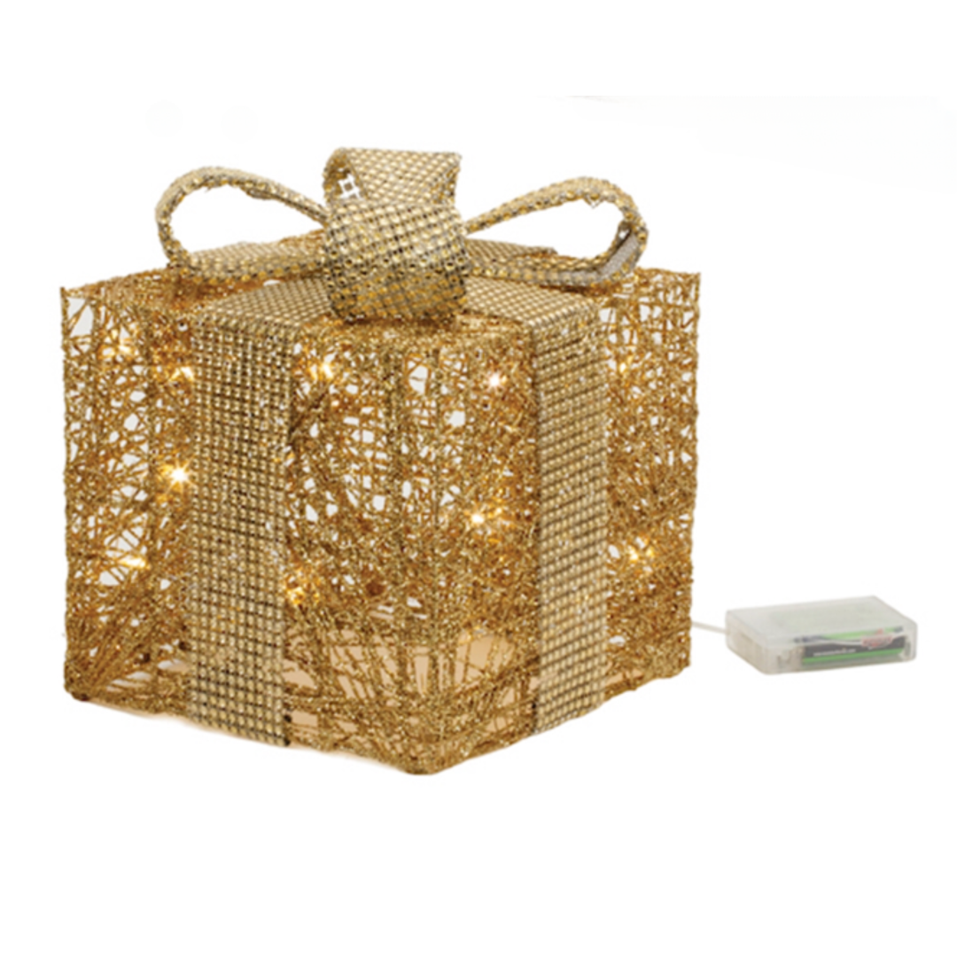 MELROSE Large Golden Wrapped Christmas Package