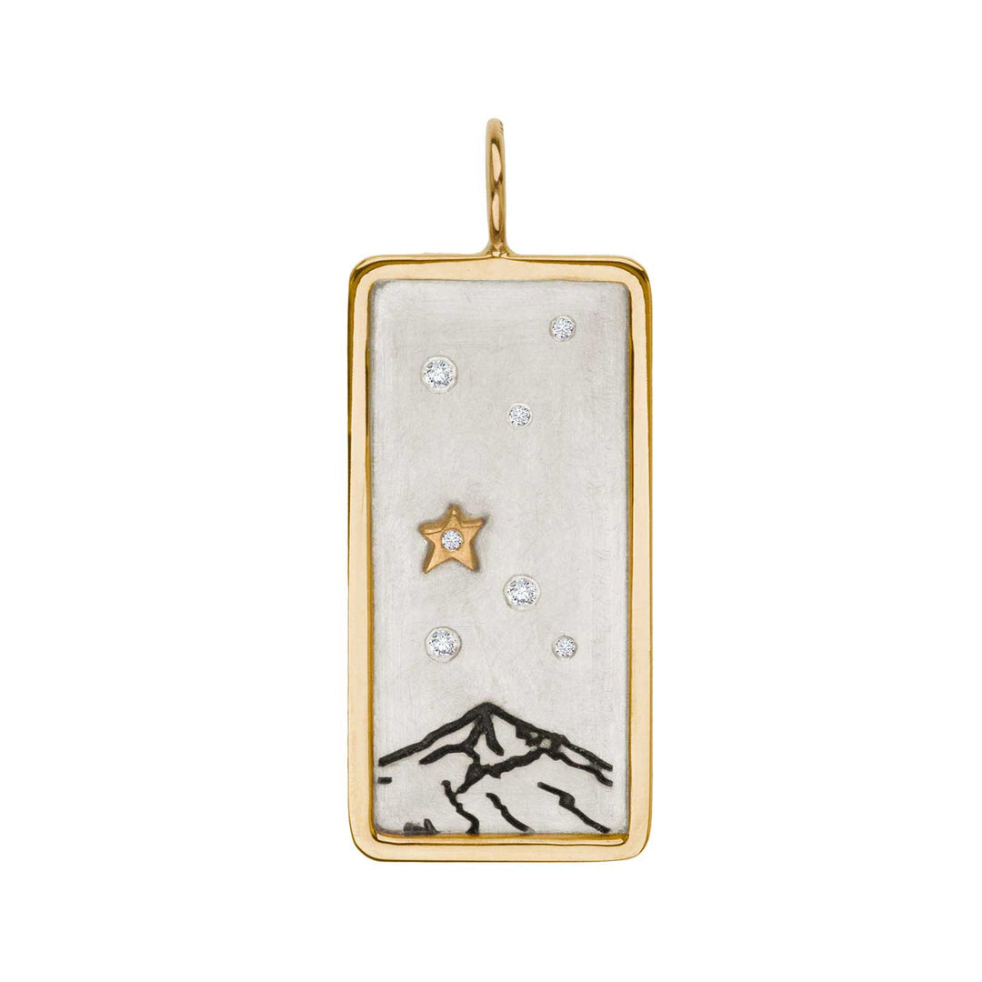 HEATHER B. MOORE Lone Peak Gold Silver Framed ID Tag With Raised Gold Star And Diamonds Default Title
