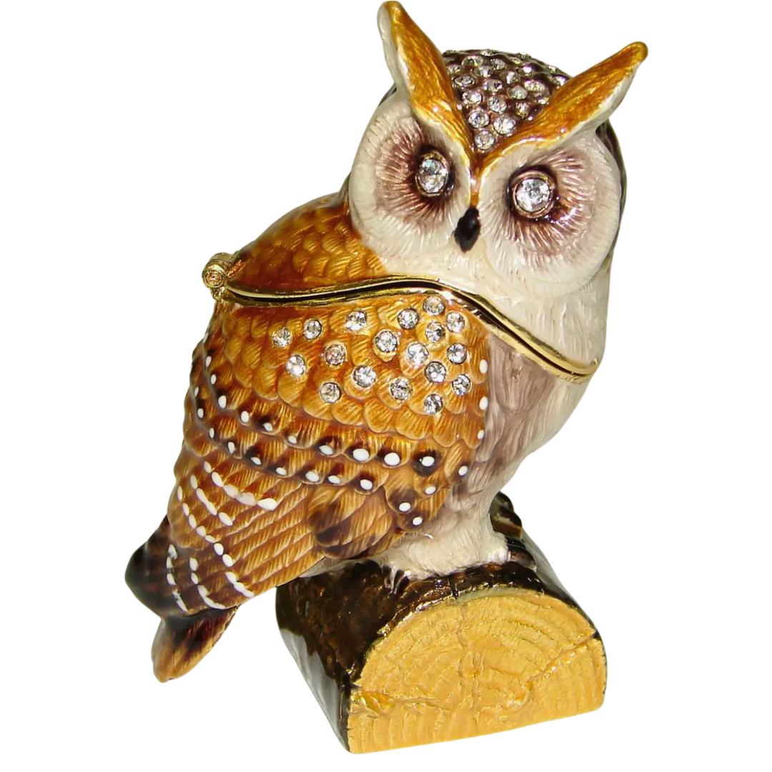 SEA CREATIONS Jeweled Owl On A Log Box