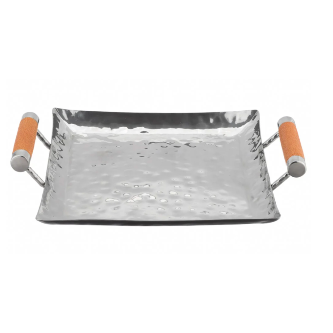 VIVO Forged Stainless Steel Tray With Shagreen Handles Default Title