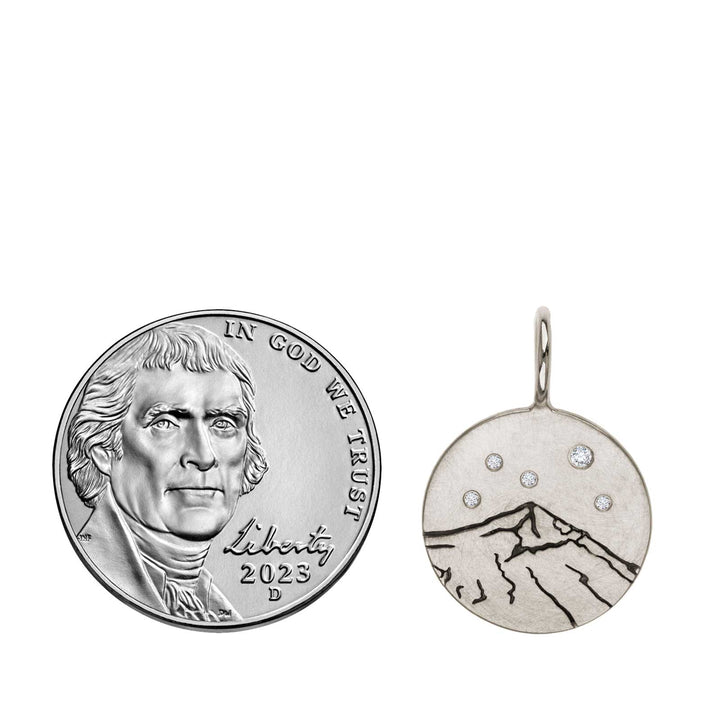HEATHER B. MOORE Lone Peak Round Silver With Diamonds Charm