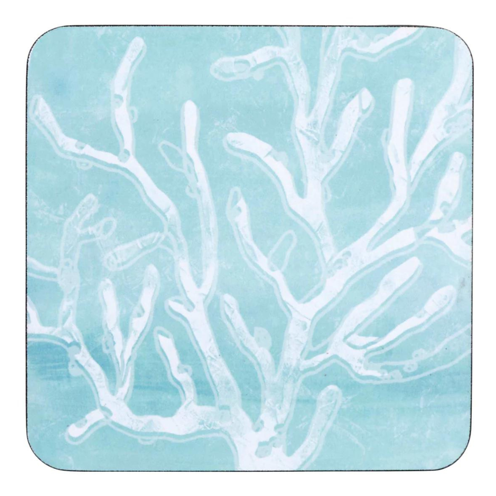 ROCKFLOWERPAPER Cerulean Sea Coral Art Coaster Set of Four