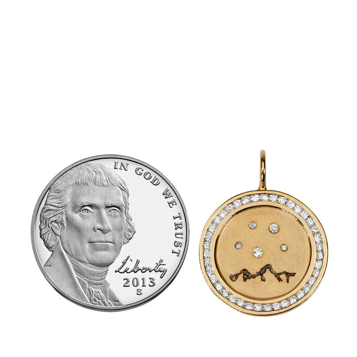 HEATHER B. MOORE Tetons Round Diamond Framed GoldTetons With Diamonds