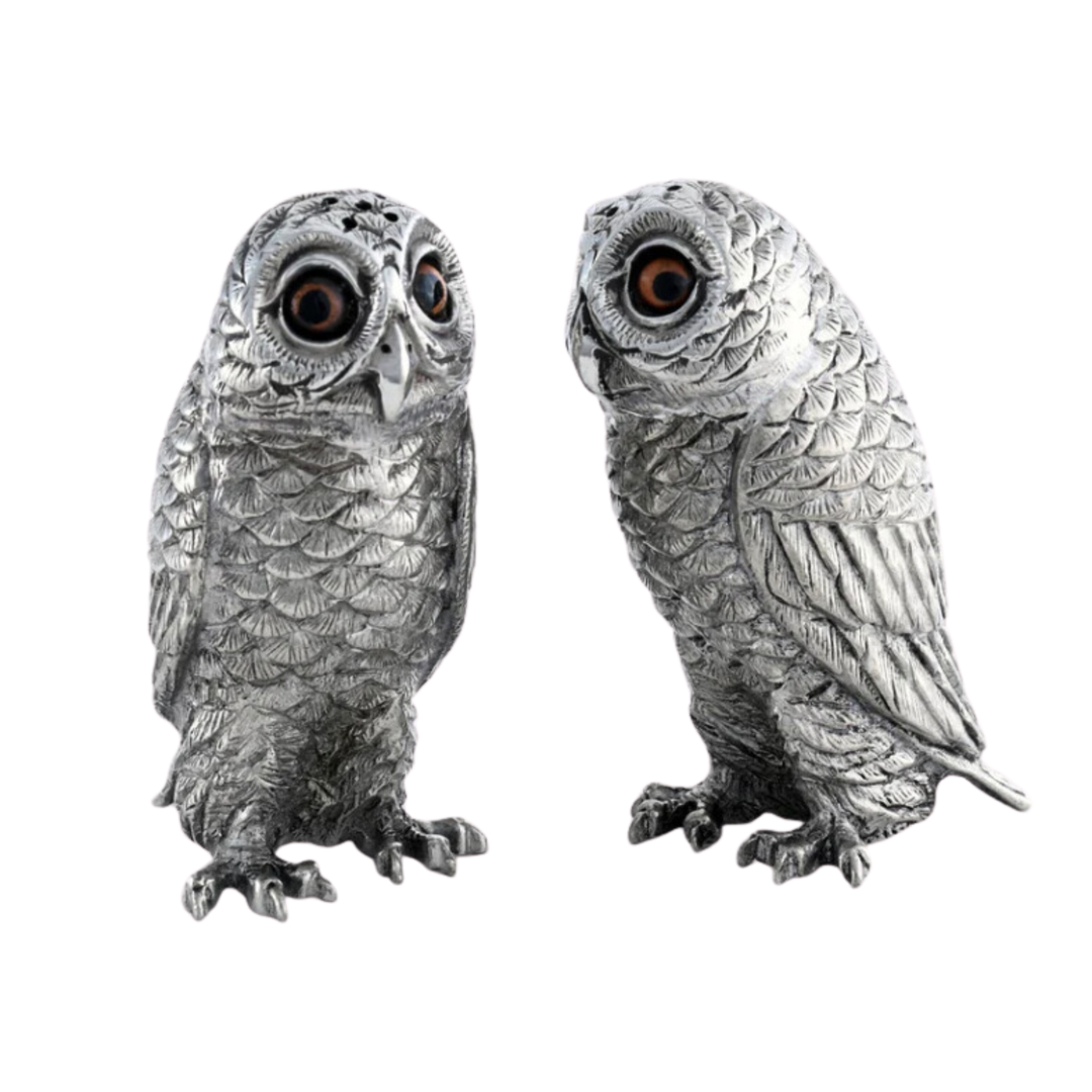 VAGABOND HOUSE Pewter Owl Salt And Pepper Set Default Title