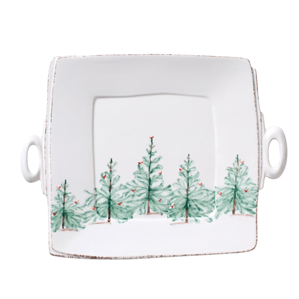 VIETRI Lastra Holiday Handled Square Platter Default Title