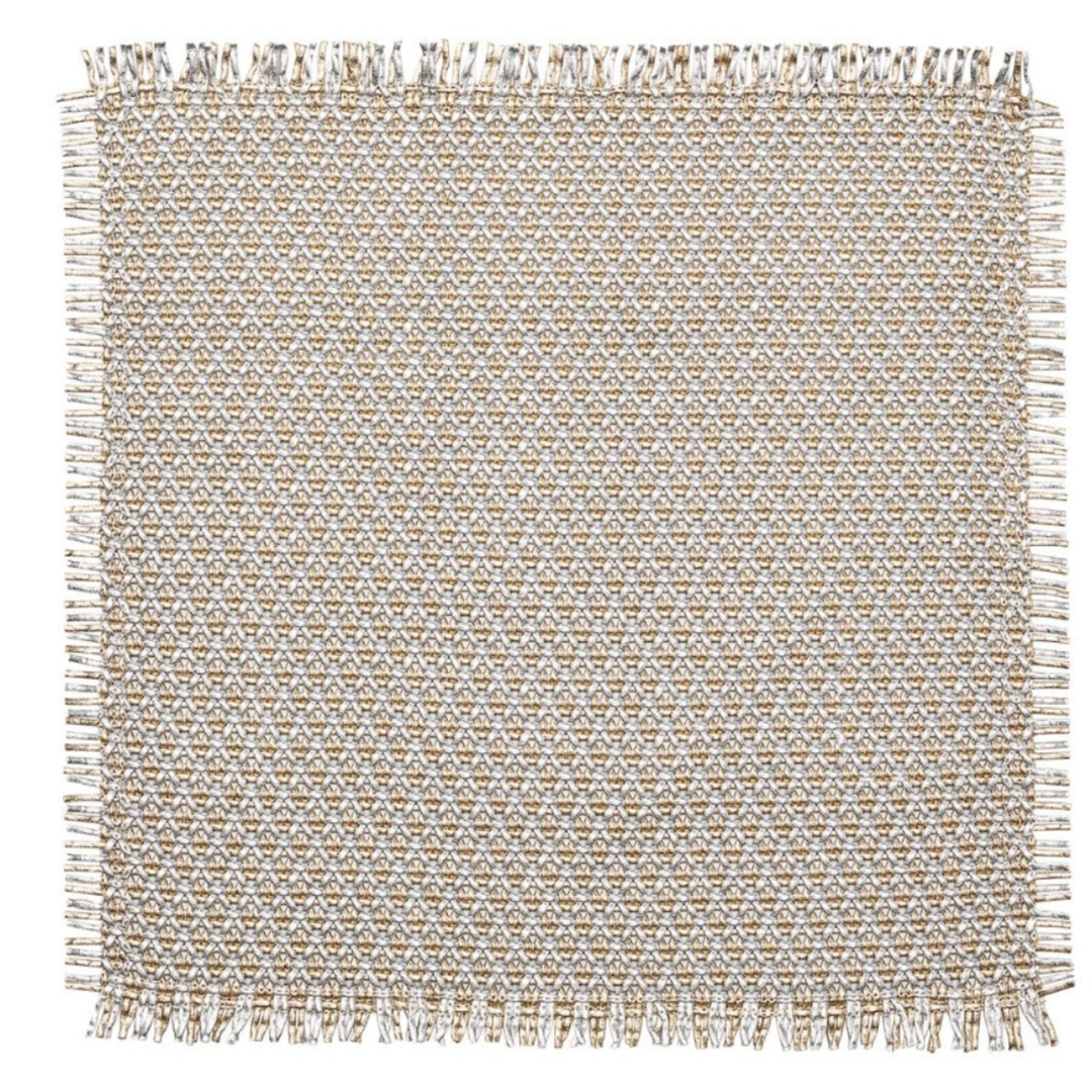 KIM SEYBERT Fringe Placemat in Gold And Silver
