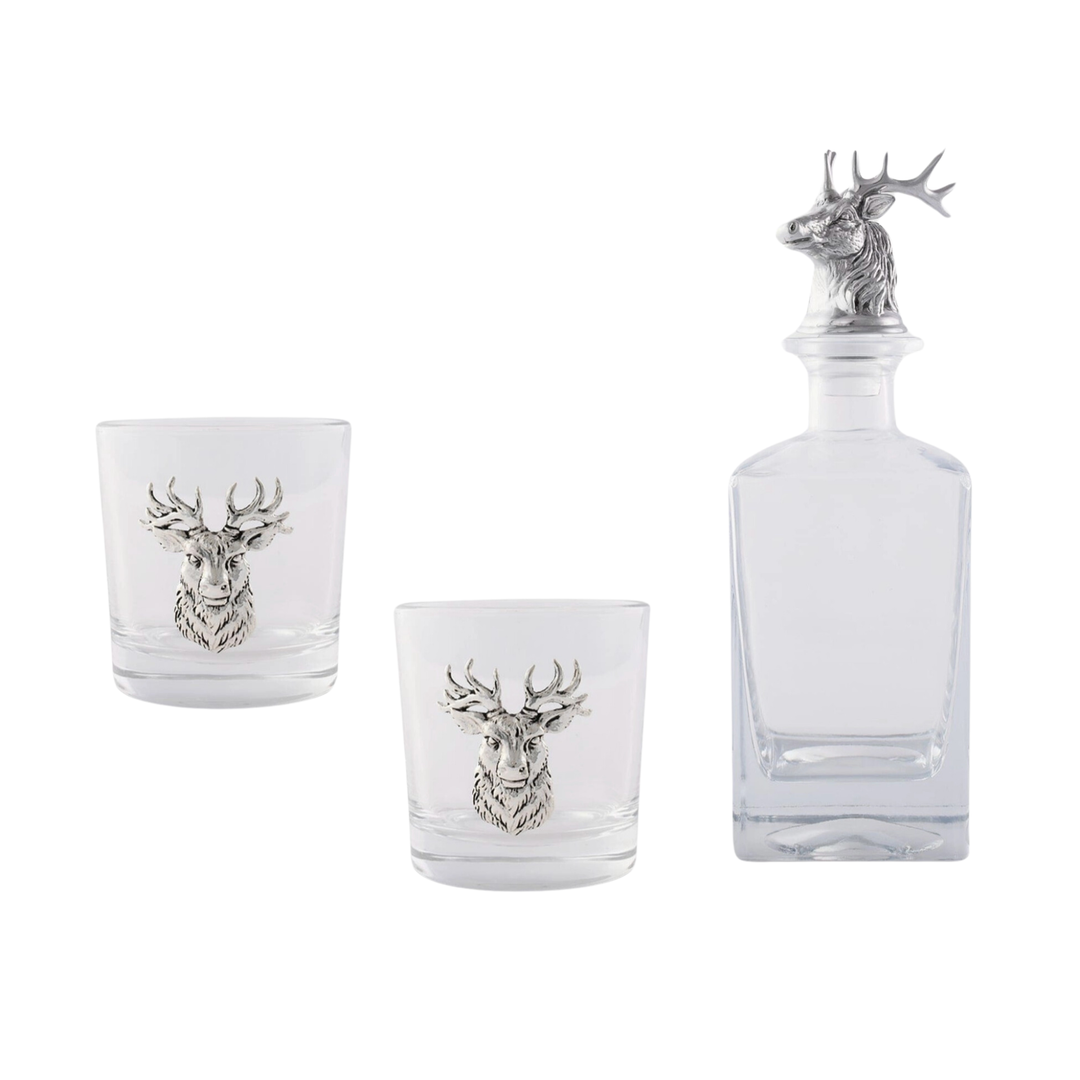 ARTHUR COURT Elk Deer Bust Decanter Set with Glasses Default Title