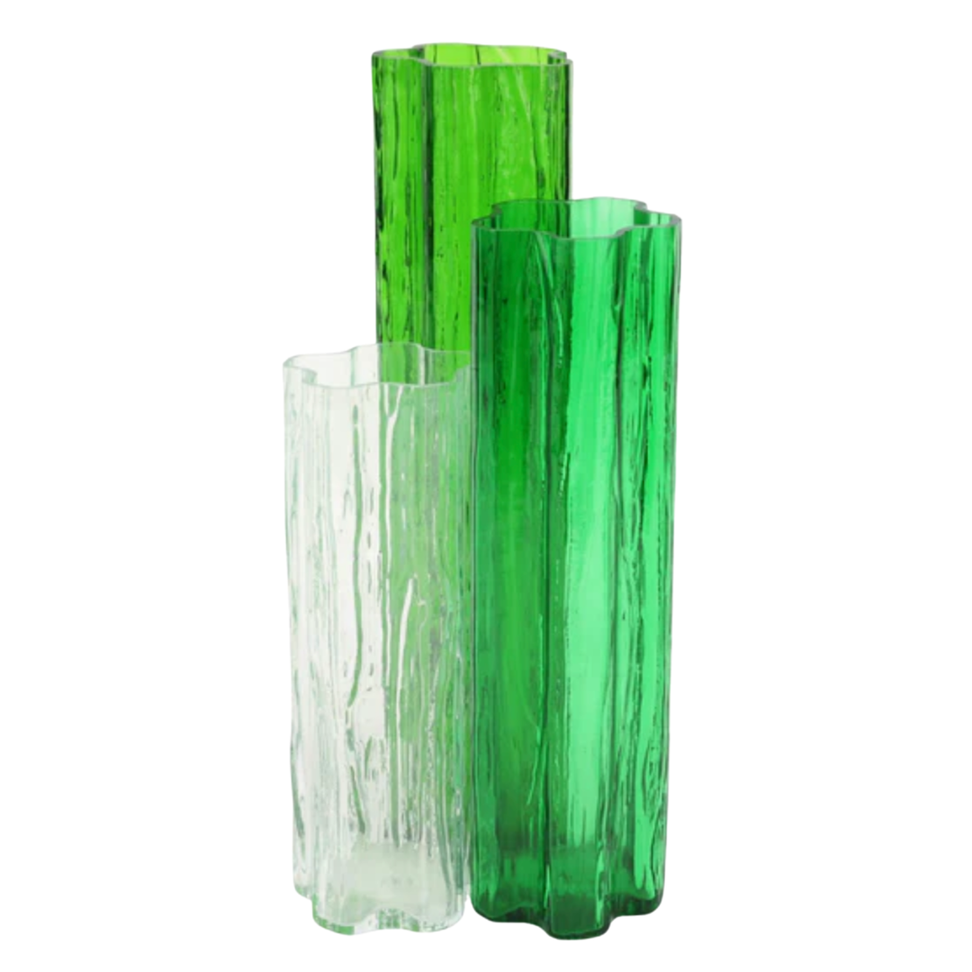 VIETRI Flora Green Glass Vase