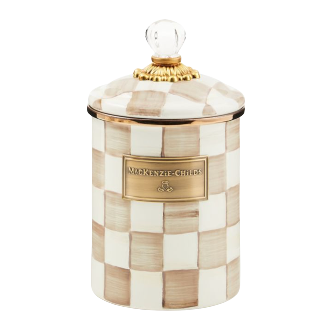 MACKENZIE CHILDS Mocha Check Medium Canister Default Title