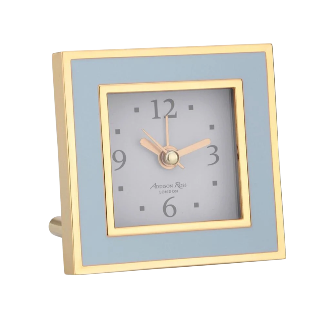 ADDISON ROSS Powder Blue And Gold Square Clock Default Title