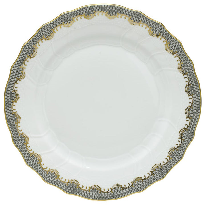 HEREND FISH SCALE GRAY DESSERT PLATE