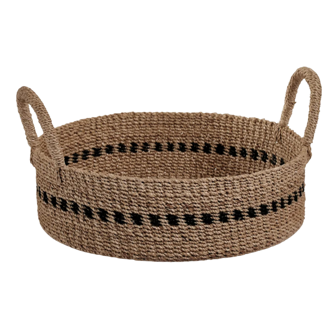 ZODAX Abaca Small Basket Tray With Black Accent Default Title
