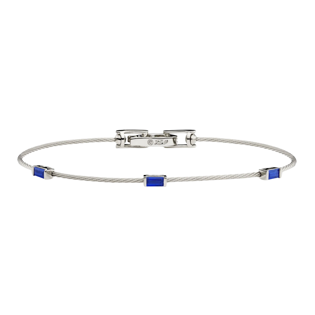 PAUL MORELLI Unity Wire White Gold Bracelet With Blue Sapphire Baguettes Default Title